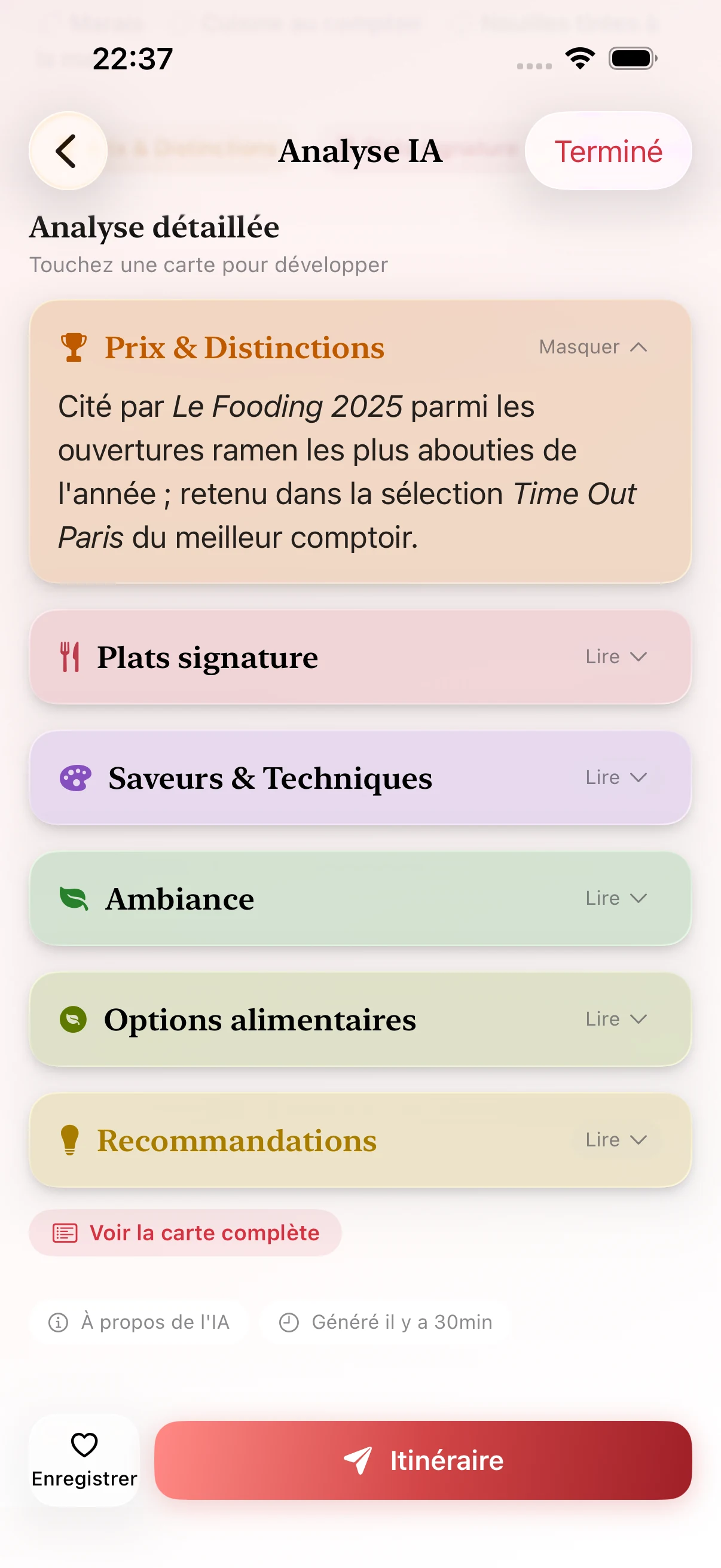Besoin d'en savoir plus avant d'y aller ? L'Analyse approfondie détaille plats signatures, ambiance, recommandations et plus encore.