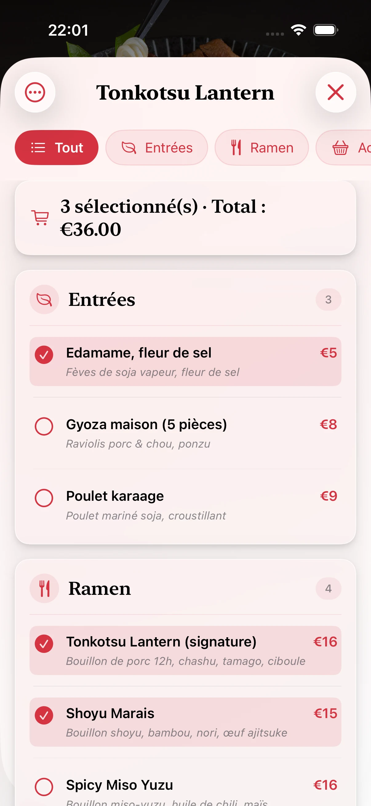 Rendez votre sortie plus futée : menu reconstitué par l'IA et estimation du prix par personne, à la demande.