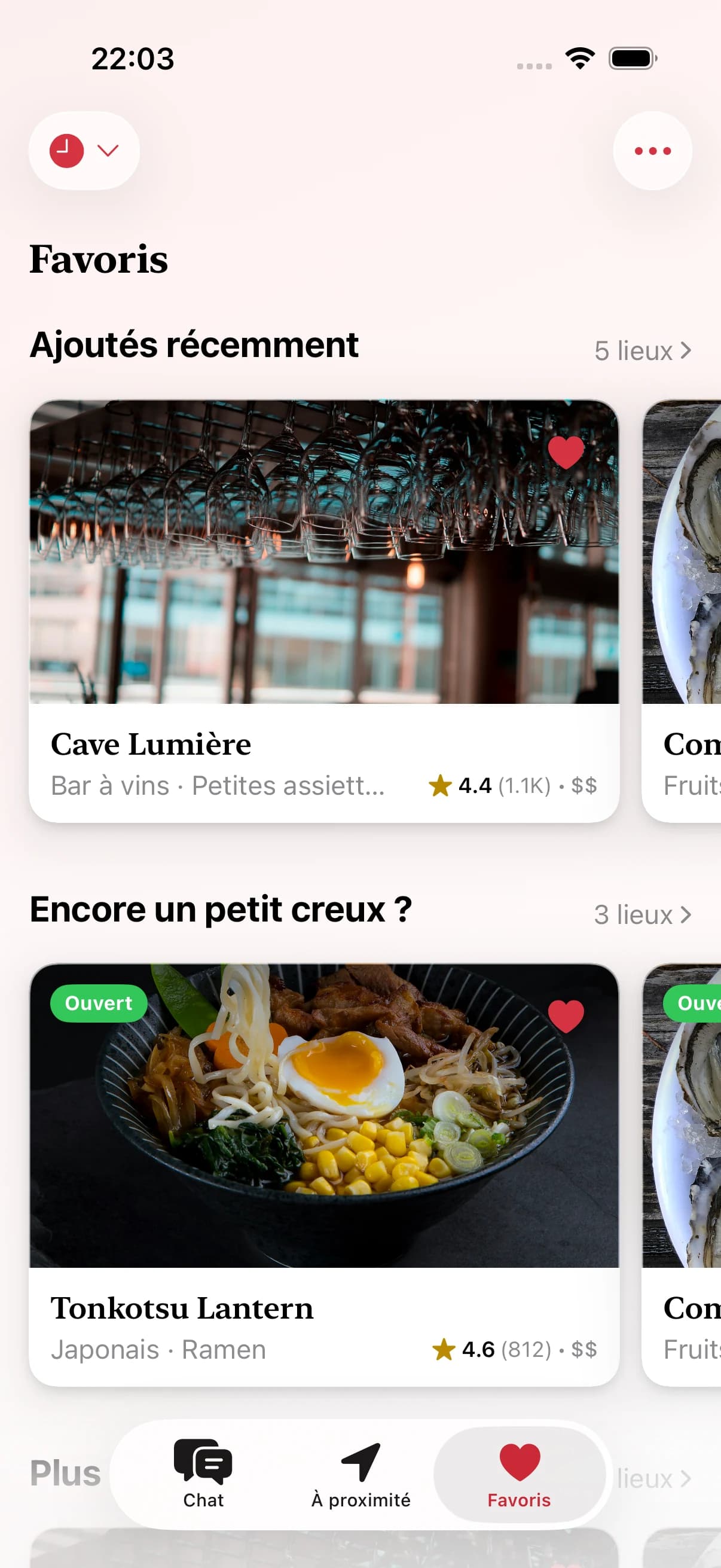 Vos favoris se rangent tout seuls — ajouts récents, ouverts ce soir, à deux pas — et se synchronisent sur tous vos appareils.